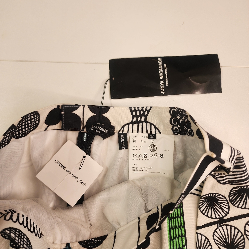 Comme des Garcons Junya Watanabe Marimeko XS Black/White Floral Print Skirt NWT - Picture 14 of 14